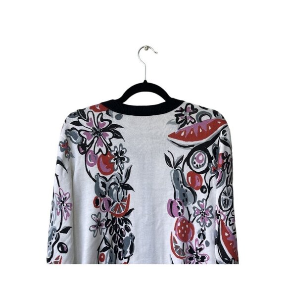 Bob Mackie Wearable Art Womens Sweater Size L Cardigan Fruit Floral Cotton - Picture 5 of 7